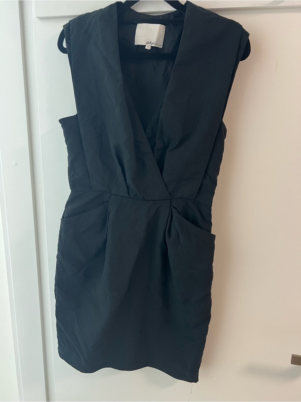 3.1 Phillip Lim Black Sleeveless V-Neck Mini Dress